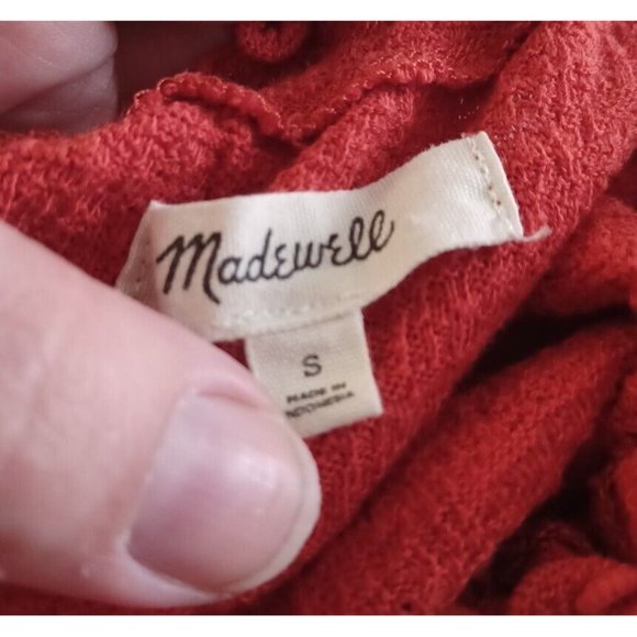 MADEWELL Sz S Frill Smock Textured Drawstring Top Round Neck Cotton Minimalism - Picture 14 of 15